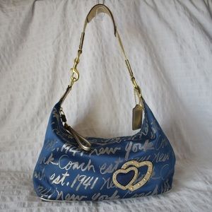 Coach Signature Script Lurex Hobo Bag